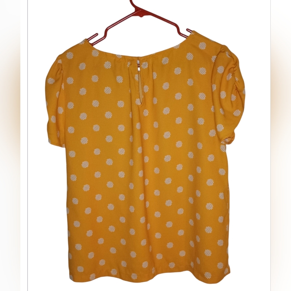 LX Lauren Conrad - Mustard Yellow Polka Dot Blouse - Picture 3 of 7